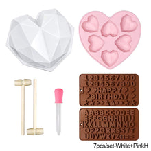 Load image into Gallery viewer, Large Silicone Diamond Heart Numbers Letters Alphabet Cake Mold Set Chocolate Fondant Cake Decoration Baking Tool Mousse Cake Dessert Candy Pastry Baking Accessories