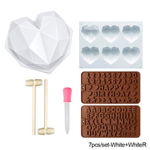 Load image into Gallery viewer, Large Silicone Diamond Heart Numbers Letters Alphabet Cake Mold Set Chocolate Fondant Cake Decoration Baking Tool Mousse Cake Dessert Candy Pastry Baking Accessories