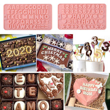Load image into Gallery viewer, Large Silicone Diamond Heart Numbers Letters Alphabet Cake Mold Set Chocolate Fondant Cake Decoration Baking Tool Mousse Cake Dessert Candy Pastry Baking Accessories