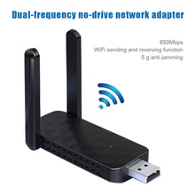 Load image into Gallery viewer, Wireless Network Card Free Drive Dual-frequency 5G USB 650M External Antenna Wireless Network Card High Power USB Receiver
