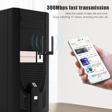 Load image into Gallery viewer, 300M USB Wireless Network Card Free Drive High Speed Wifi Transmitter Receiver for Win XP/7/8/8.1/10