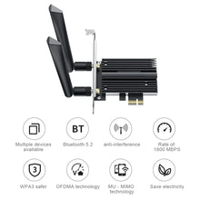Load image into Gallery viewer, Bluetooth-compatible 5.2 WiFi6 1800M Wireless Adapter 6G/2.4GHz WiFi OFDMA Technology PCI-E Network Card Transmitter