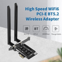 Load image into Gallery viewer, WiFi6 PCI-E Dual-frequency Network Card Bluetooth-compatible 5.2 1800M 5G/2.4GHz WiFi Wireless Adapter For Windows 10/11
