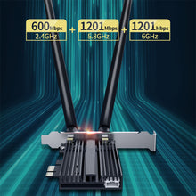 Load image into Gallery viewer, 3000M WiFi6E PCI-E Tri-band Computer Built-in Gaming Network Card Bluetooth-compatible 5.2 5G/2.4GHz WiFi Wireless Adapter