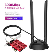 Load image into Gallery viewer, WiFi6E PCI-E Tri-band 6GHz Desktop Computer 3000M High Speed Network Card Bluetooth-compatible 5.2 WiFi Wireless Adapter