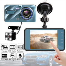 Load image into Gallery viewer, 4" Full HD Dashcam Dual Lens Car DVR Camera Rear View Dual Lens Video Recorder Cycle 1080P Video Mirror Recorder Dash Cam