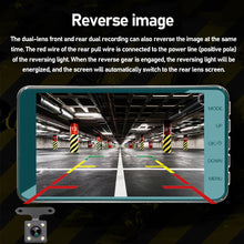 Load image into Gallery viewer, 4" Full HD Dashcam Dual Lens Car DVR Camera Rear View Dual Lens Video Recorder Cycle 1080P Video Mirror Recorder Dash Cam