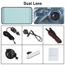 Load image into Gallery viewer, 4" Full HD Dashcam Dual Lens Car DVR Camera Rear View Dual Lens Video Recorder Cycle 1080P Video Mirror Recorder Dash Cam