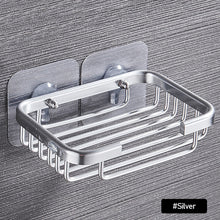 Load image into Gallery viewer, Bathroom Soap Box Soap Holder Toilet Kitchen Dish Storage Space Aluminum Drain Soap Holder Bathroom Storage Sticky Wall