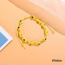 Load image into Gallery viewer, Women Knitted Palm Eye Demon Evil Eye Lucky Bracelet Resin Bracelets Simple Beaded Chain Adjustable Couple Bracelet Accessories