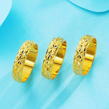 Load image into Gallery viewer, 5mm Car Rice Word Flower Closed Ring Ring Plated 24K Gold Vietnam Sand Gold Ring Brass Gold Plated Lovers Ring Jewelry