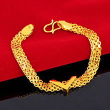 Load image into Gallery viewer, Vietnam Gold Double Layer Transfer Bead Bracelet Gold Imitation Gold Bracelet Women's Gold Gold Bracelet V Bracelet Jwewlry