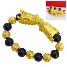 Load image into Gallery viewer, Vietnamese Sand Gold Double Dragon Head Hand String Gold 3D Beads Style Female Bracelet Couple Fortunate Jewelry Gift