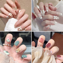 Load image into Gallery viewer, 24pcs/set Butterfly Diamond Nail Pieces Nail Patch Removable Fake Nails Extensions Artificial Nail Art Accessories