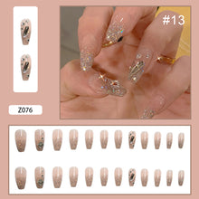 Load image into Gallery viewer, 24pcs/set Butterfly Diamond Nail Pieces Nail Patch Removable Fake Nails Extensions Artificial Nail Art Accessories