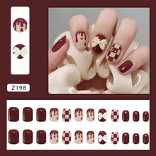 Load image into Gallery viewer, 24pcs/set Removable Nail Sticker Multicolor Fake Nails Full Cover Nail Art Glue Nail Chip Extensions Artificial Nail Art Accessories