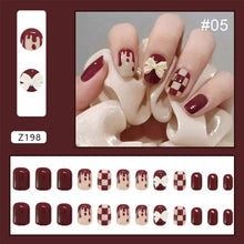 Load image into Gallery viewer, 24pcs/set Removable Nail Sticker Multicolor Fake Nails Full Cover Nail Art Glue Nail Chip Extensions Artificial Nail Art Accessories