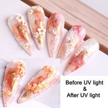 Load image into Gallery viewer, Light Changing Petal Resin Five-petal Flower Small Steel Ball Mixed Nail Decoration Nail Art DIY Nail Accessories