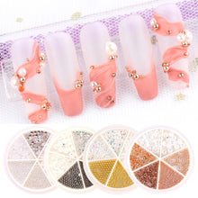 Load image into Gallery viewer, 6 Grids/box Steel Ball White Flower Pearl Mixed Nail Art Jewelry Nail Decoration Nail Art DIY Nail Accessories