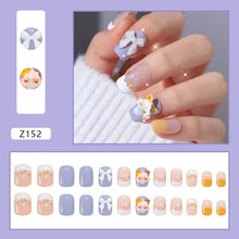 Load image into Gallery viewer, 24pcs/set Bubble Girl Short Bow Nail Stickers Removable Fake Nails Wearing Nails Nail Stickers Nail Art Accessories