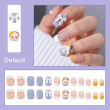 Load image into Gallery viewer, 24pcs/set Bubble Girl Short Bow Nail Stickers Removable Fake Nails Wearing Nails Nail Stickers Nail Art Accessories