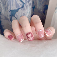 Load image into Gallery viewer, 24pcs/set Short Pink Manicure Fake Nail Pearl Smudge Fake Nail Patch Wearing Nails Nail Stickers Nail Art Accessories