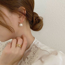 Load image into Gallery viewer, Retro Temperament Large Pearl Ear Buckle Fashion All-match Geometric Earrings Women Temperament Accessories Jewelry