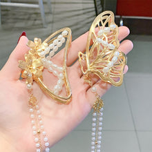 Load image into Gallery viewer, Women Butterfly Hair Clip Fringe Pendant Hairpin Pearl Metal Hairpin Fashion Hair Clip Hair Accessories