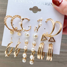 Load image into Gallery viewer, 6pcs/set Women Pearl Earrings Creative Vintage Gold Hoop Set Fashion All-match Earrings Temperament Accessories Jewelry