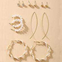 Load image into Gallery viewer, 6pcs/set Women Pearl Earrings Creative Vintage Gold Hoop Set Fashion All-match Earrings Temperament Accessories Jewelry