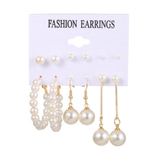 Load image into Gallery viewer, 6pcs/set Women Pearl Earrings Creative Vintage Gold Hoop Set Fashion All-match Earrings Temperament Accessories Jewelry
