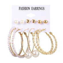 Load image into Gallery viewer, 6pcs/set Women Pearl Earrings Creative Vintage Gold Hoop Set Fashion All-match Earrings Temperament Accessories Jewelry
