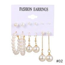 Load image into Gallery viewer, 6pcs/set Women Pearl Earrings Creative Vintage Gold Hoop Set Fashion All-match Earrings Temperament Accessories Jewelry