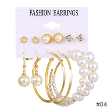 Load image into Gallery viewer, 6pcs/set Women Pearl Earrings Creative Vintage Gold Hoop Set Fashion All-match Earrings Temperament Accessories Jewelry