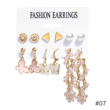 Load image into Gallery viewer, 6pcs/set Women Pearl Earrings Creative Vintage Gold Hoop Set Fashion All-match Earrings Temperament Accessories Jewelry