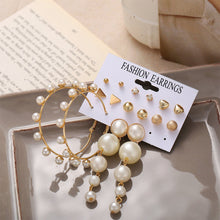Load image into Gallery viewer, Women Pearl Ring Stud Earrings Set Creative Retro Simple Earrings Fashion All-match Earrings Temperament Accessories Jewelry