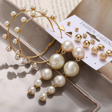 Load image into Gallery viewer, Women Pearl Ring Stud Earrings Set Creative Retro Simple Earrings Fashion All-match Earrings Temperament Accessories Jewelry