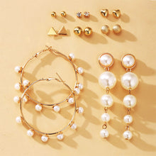 Load image into Gallery viewer, Women Pearl Ring Stud Earrings Set Creative Retro Simple Earrings Fashion All-match Earrings Temperament Accessories Jewelry