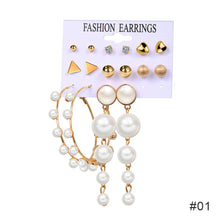 Load image into Gallery viewer, Women Pearl Ring Stud Earrings Set Creative Retro Simple Earrings Fashion All-match Earrings Temperament Accessories Jewelry