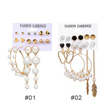 Load image into Gallery viewer, Women Pearl Ring Stud Earrings Set Creative Retro Simple Earrings Fashion All-match Earrings Temperament Accessories Jewelry