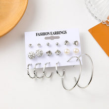 Load image into Gallery viewer, 9pcs/set Women Metal Geometric Hoop Earrings Pearl Stud Earrings Set Fashion All-match Earrings Accessories Jewelry