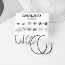 Load image into Gallery viewer, 9pcs/set Women Metal Geometric Hoop Earrings Pearl Stud Earrings Set Fashion All-match Earrings Accessories Jewelry
