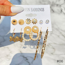 Load image into Gallery viewer, 6pcs/set Women Vintage Gold Hoop Set Diamond Pearl Earrings Fashion All-match Earrings Temperament Accessories Jewelry