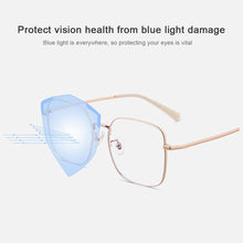 Load image into Gallery viewer, Women Blue Light Blocking Glasses Metal Large Frame Glasses Transparent Glasses Blocking Filter Computer Glasses