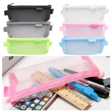Load image into Gallery viewer, Large Capacity Stationery Transparent Mesh Pencil Case Office School Supplies Makeup Bag Organizer with Zipper