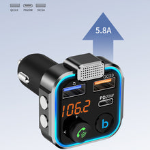 Load image into Gallery viewer, Car MP3 Player Bluetooth 5.0 FM Transmitter One Key Bass Microphone Handsfree Music Play USB QC3.0 PD 20W Quick Charger
