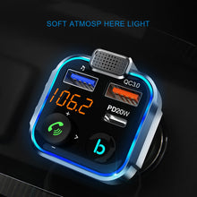 Load image into Gallery viewer, Car MP3 Player Bluetooth 5.0 FM Transmitter One Key Bass Microphone Handsfree Music Play USB QC3.0 PD 20W Quick Charger