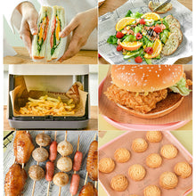 Load image into Gallery viewer, English Hand-painted Air Fryer Liners Disposable Food Oil-absorbing Paper Airfryer Frying Cooking Papers Non-stick Mat Disposable Baking Sheets