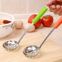 Load image into Gallery viewer, Stainless Steel Soup Spoon Colander Colorful Handle Spoon With Hole Hangable Non-Hole Colander Kitchen Tools Accessories