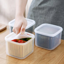 Load image into Gallery viewer, Square Drain Sealed Box Ginger Garlic Onion Food Vegetable 2 in1 Container Storage Fridge Box Durable Kitchen Fresh-keeping Box